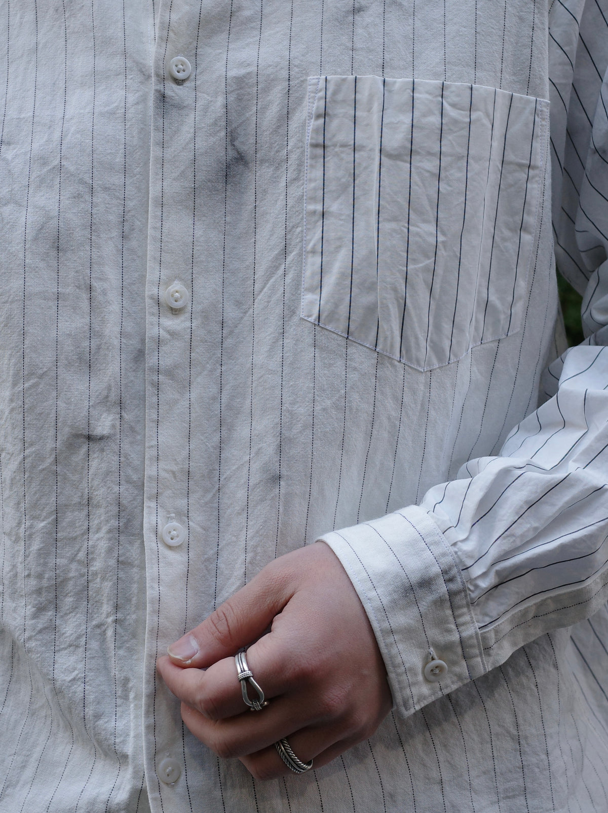 WASHI COTTON STRIPE / REGULAR COLLAR SHIRT