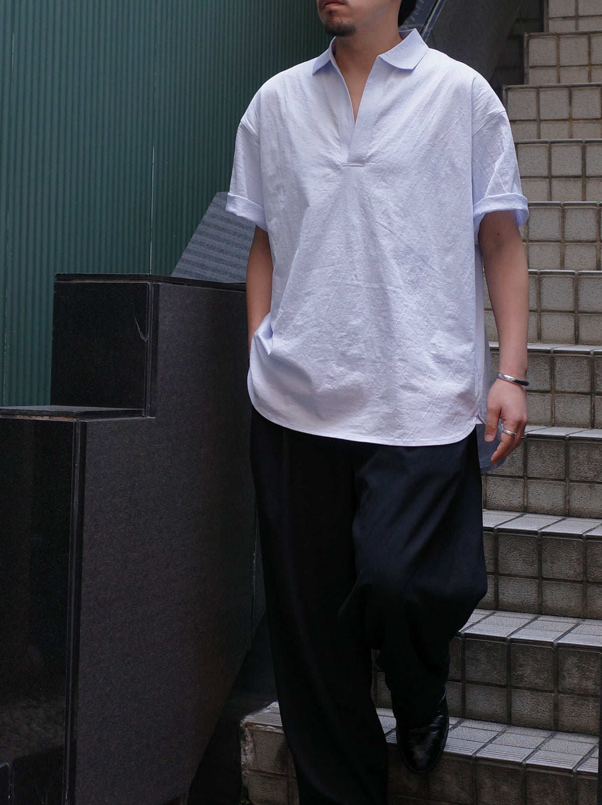 塩縮ジャージースキッパーシャツS/S