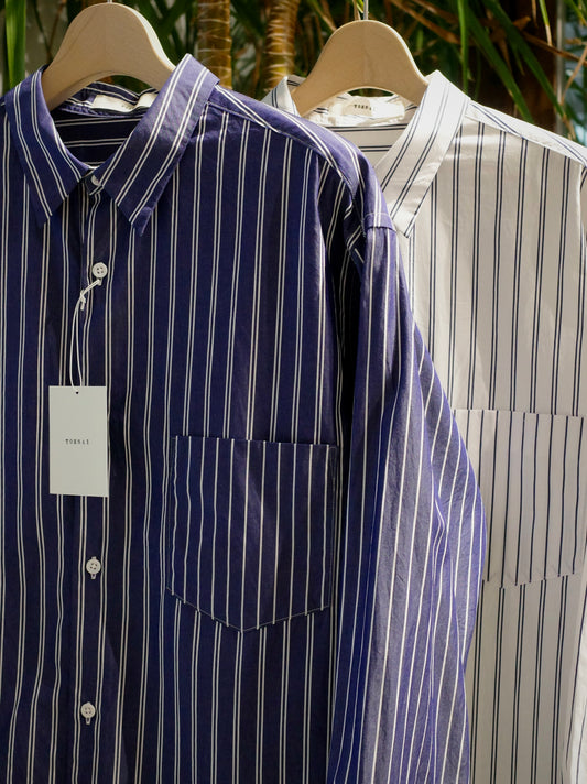FINE COTTON STRIPE / REGULAR COLLAR SHIRT