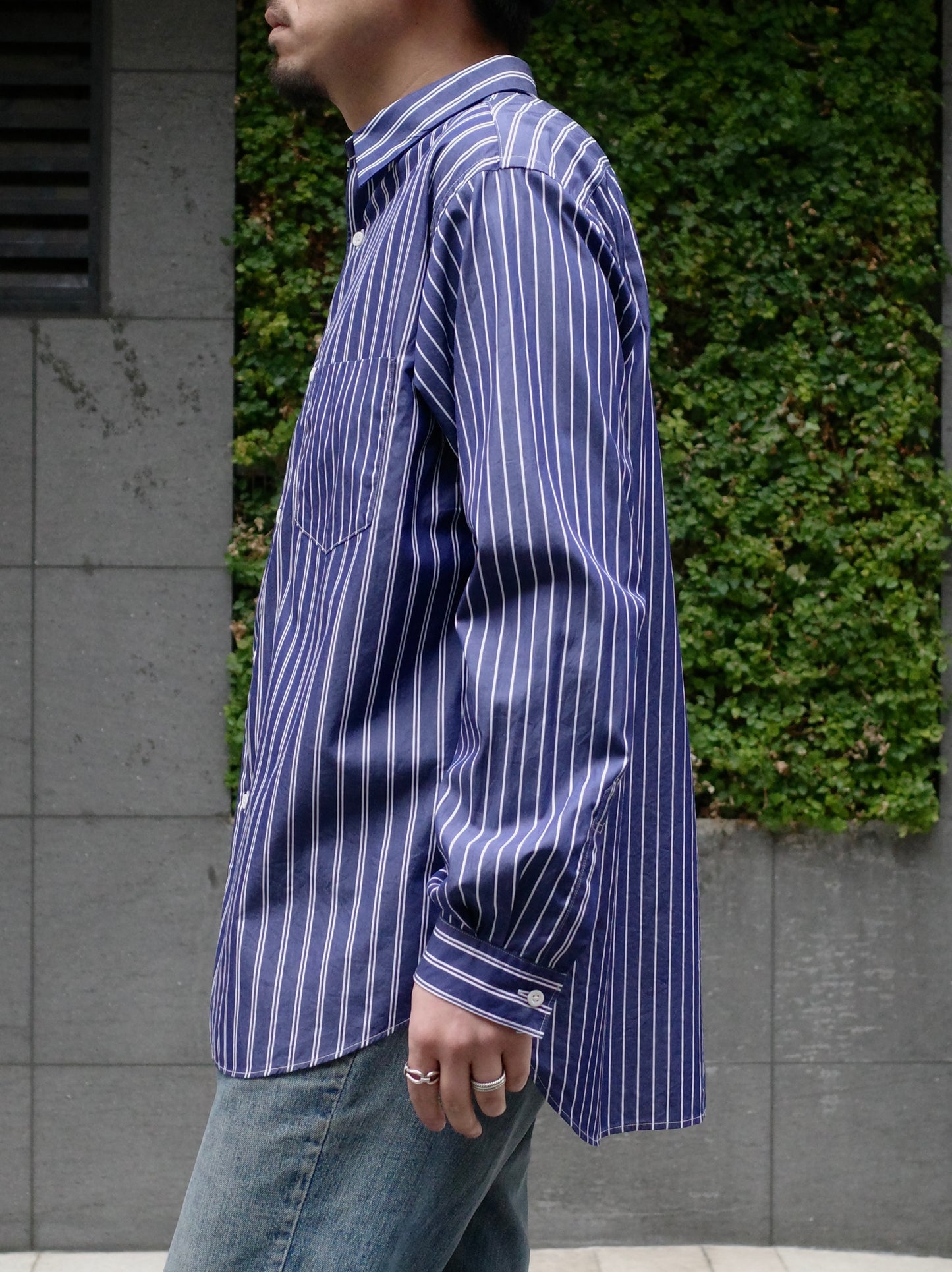 FINE COTTON STRIPE / REGULAR COLLAR SHIRT
