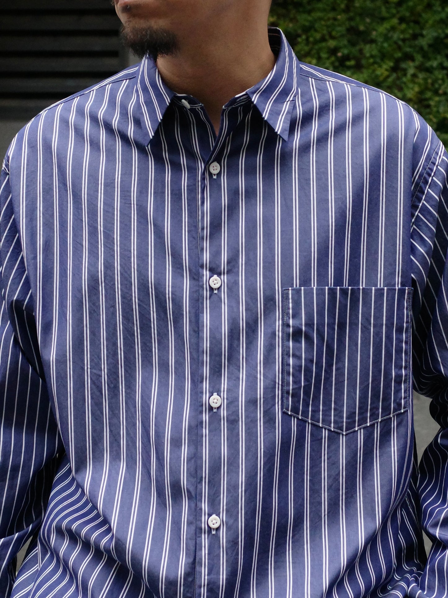 FINE COTTON STRIPE / REGULAR COLLAR SHIRT