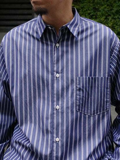 FINE COTTON STRIPE / REGULAR COLLAR SHIRT