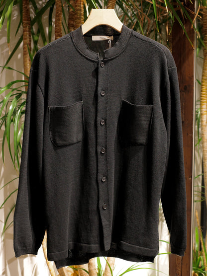 ROUGH COTTON LINEN / BAND COLLAR CARDIGAN