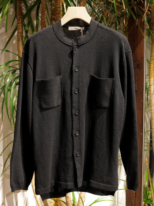 ROUGH COTTON LINEN / BAND COLLAR CARDIGAN
