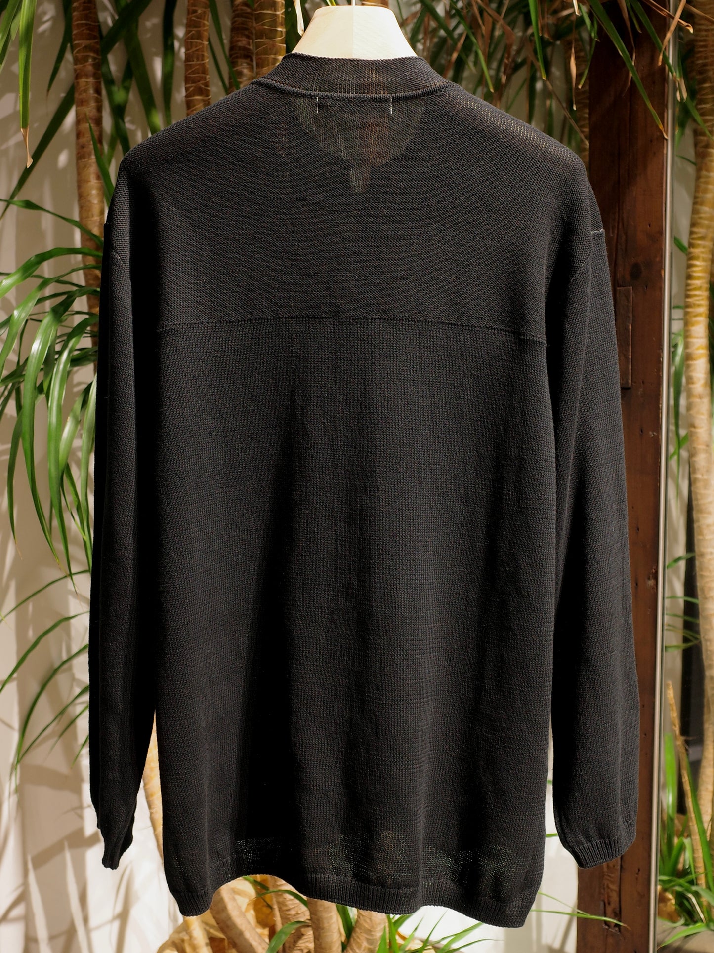 ROUGH COTTON LINEN / BAND COLLAR CARDIGAN