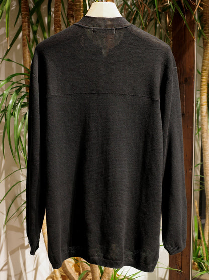 ROUGH COTTON LINEN / BAND COLLAR CARDIGAN