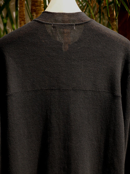 ROUGH COTTON LINEN / BAND COLLAR CARDIGAN