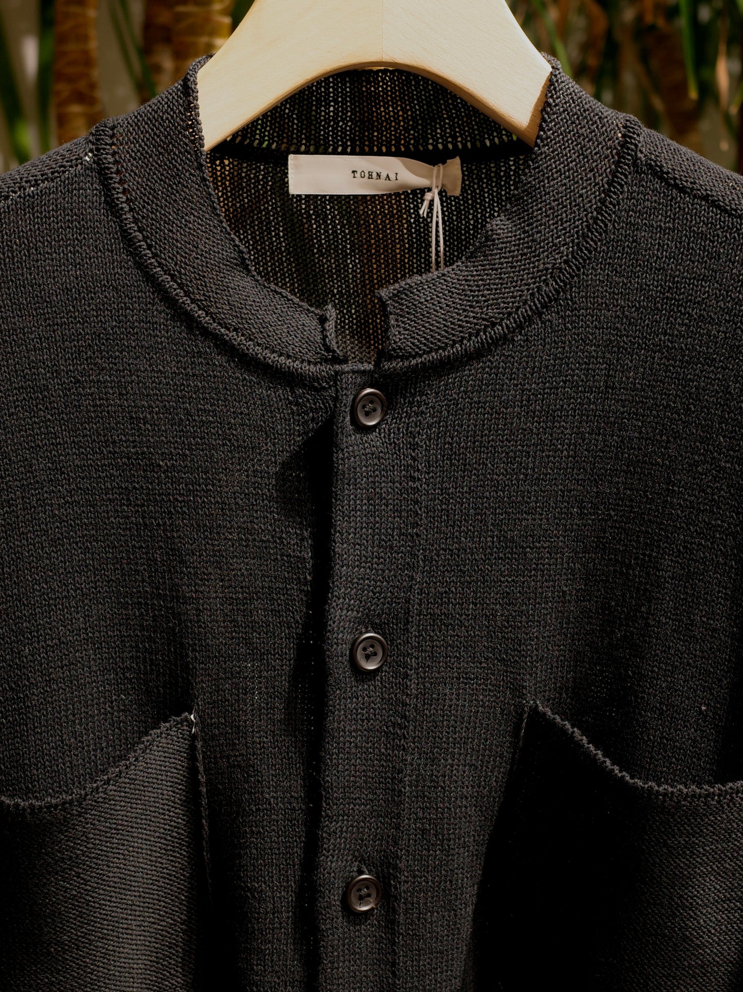 ROUGH COTTON LINEN / BAND COLLAR CARDIGAN