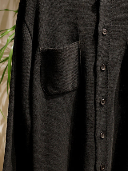 ROUGH COTTON LINEN / BAND COLLAR CARDIGAN