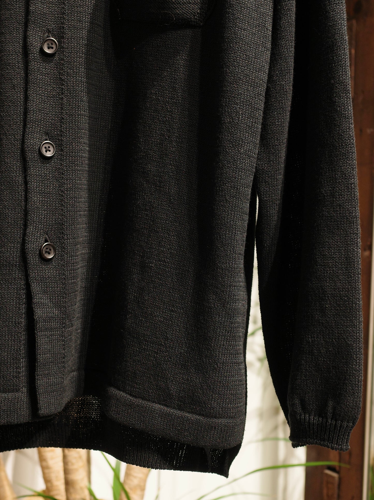 ROUGH COTTON LINEN / BAND COLLAR CARDIGAN