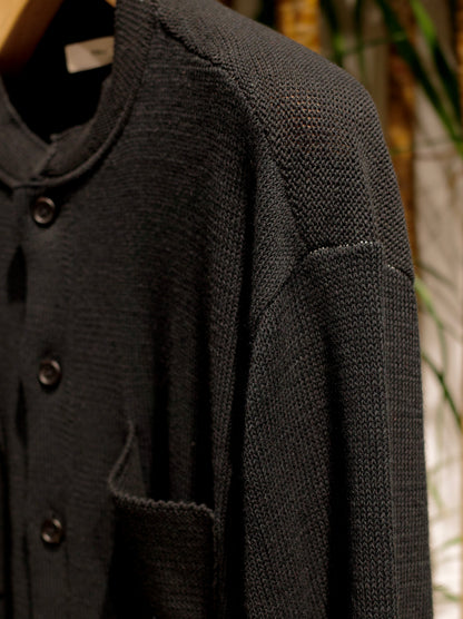 ROUGH COTTON LINEN / BAND COLLAR CARDIGAN