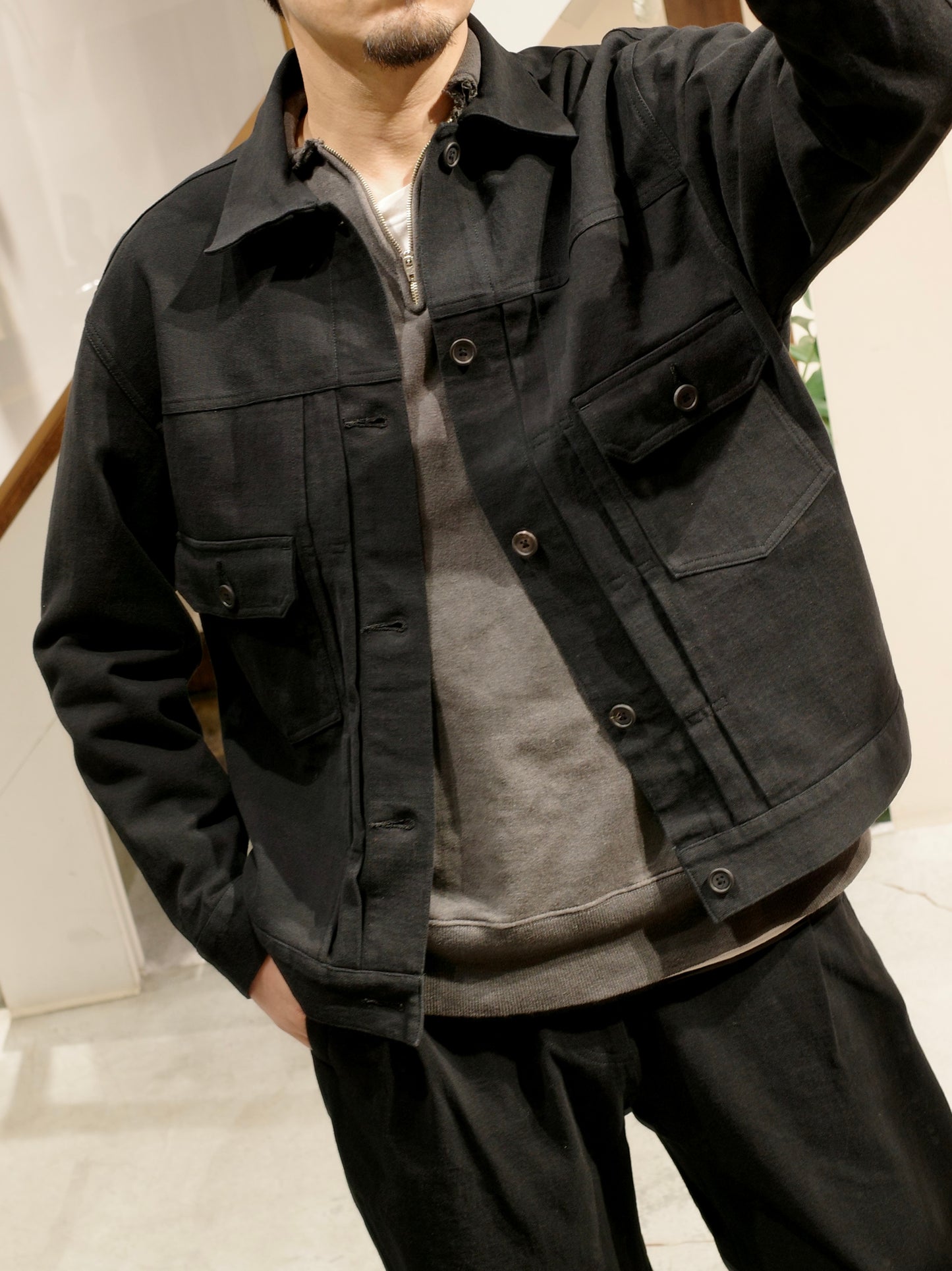 COTTON DENSE JERSEY / TRUCKER JACKET