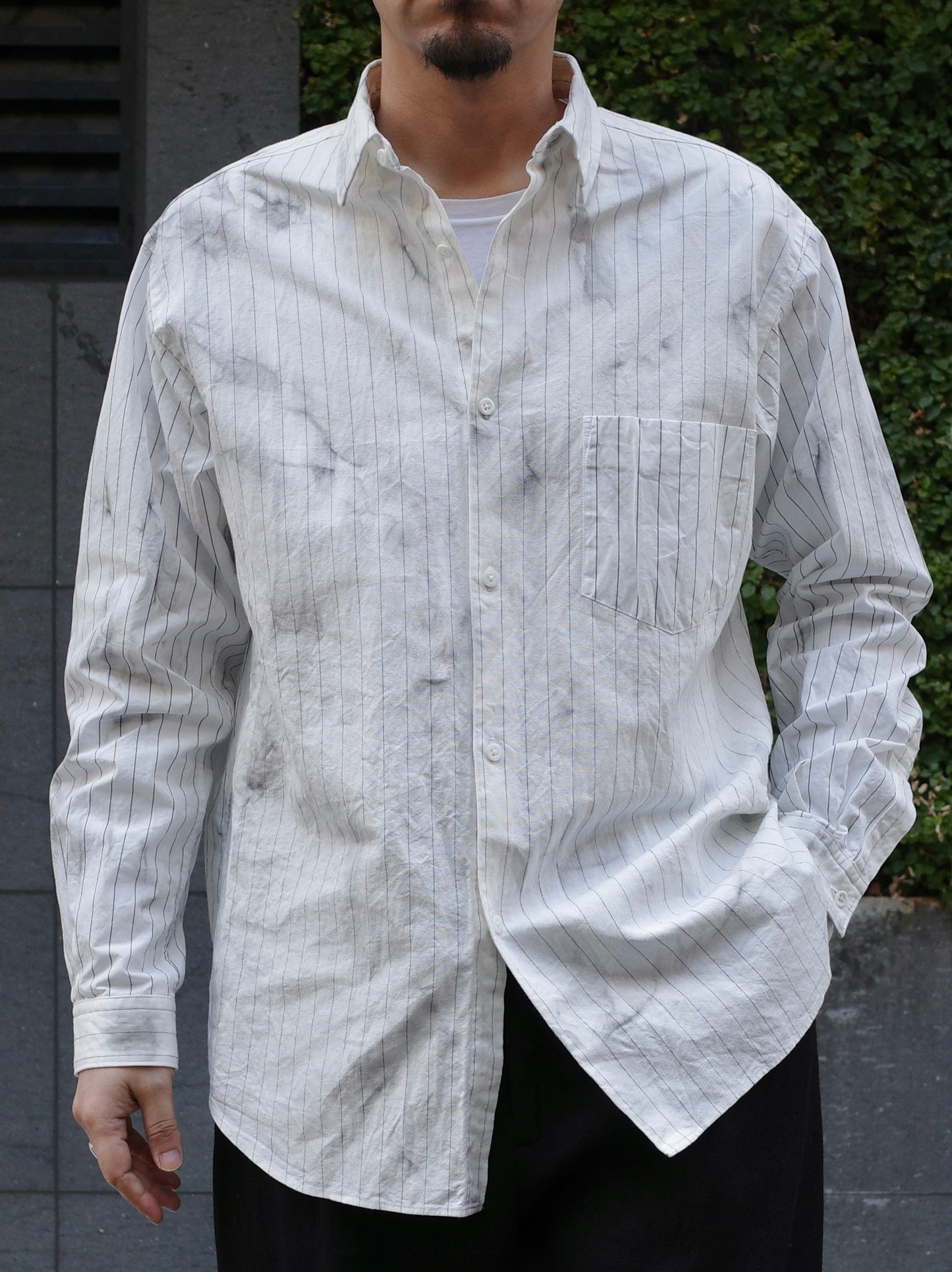 WASHI COTTON STRIPE / REGULAR COLLAR SHIRT
