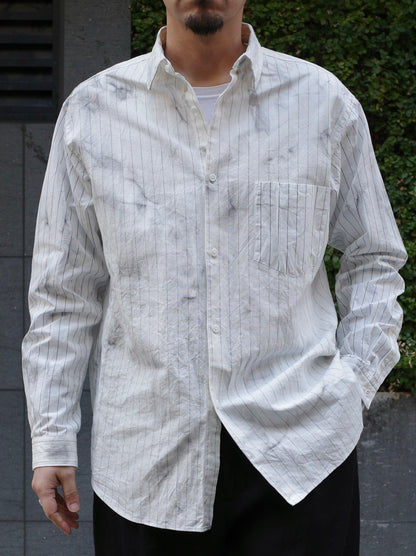 WASHI COTTON STRIPE / REGULAR COLLAR SHIRT