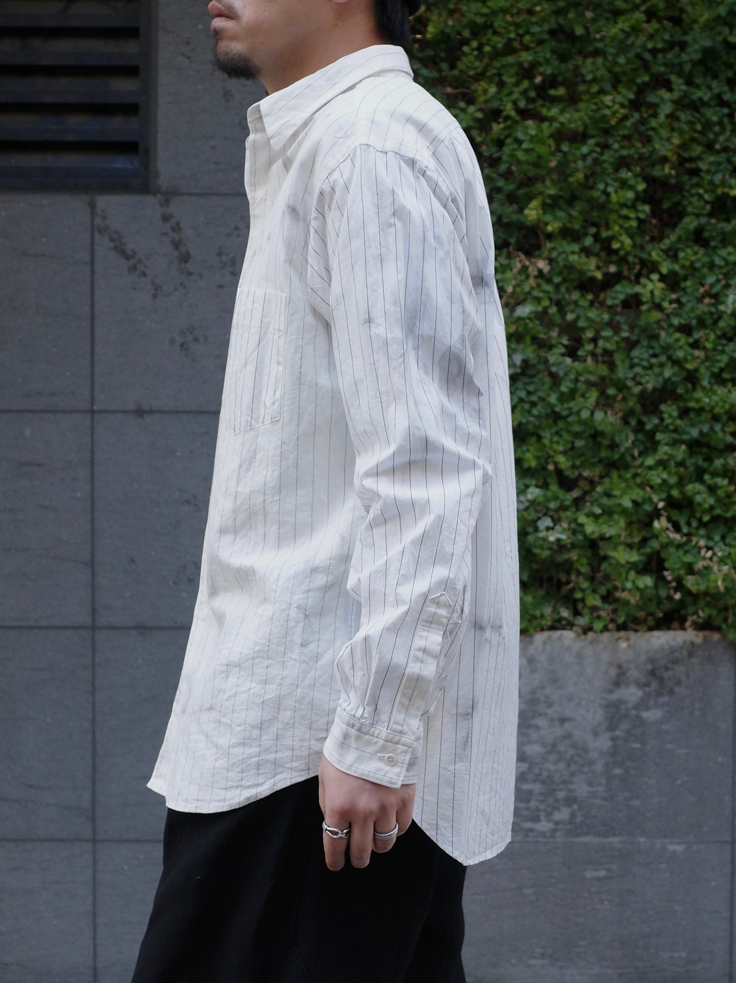 WASHI COTTON STRIPE / REGULAR COLLAR SHIRT