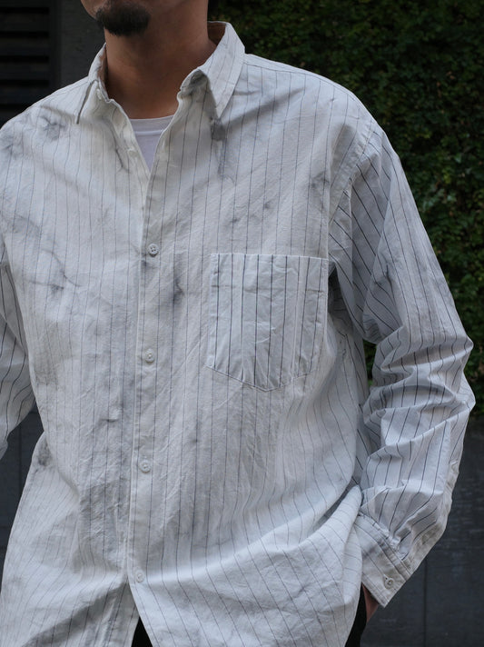 WASHI COTTON STRIPE / REGULAR COLLAR SHIRT
