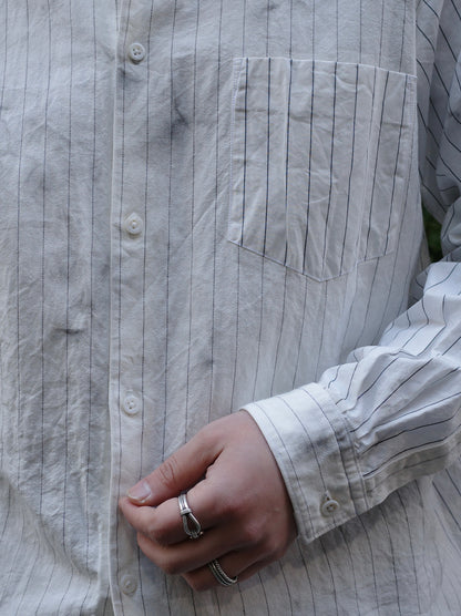 WASHI COTTON STRIPE / REGULAR COLLAR SHIRT