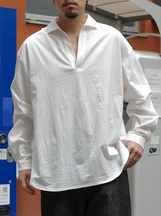 塩縮ジャージースキッパーシャツL/S