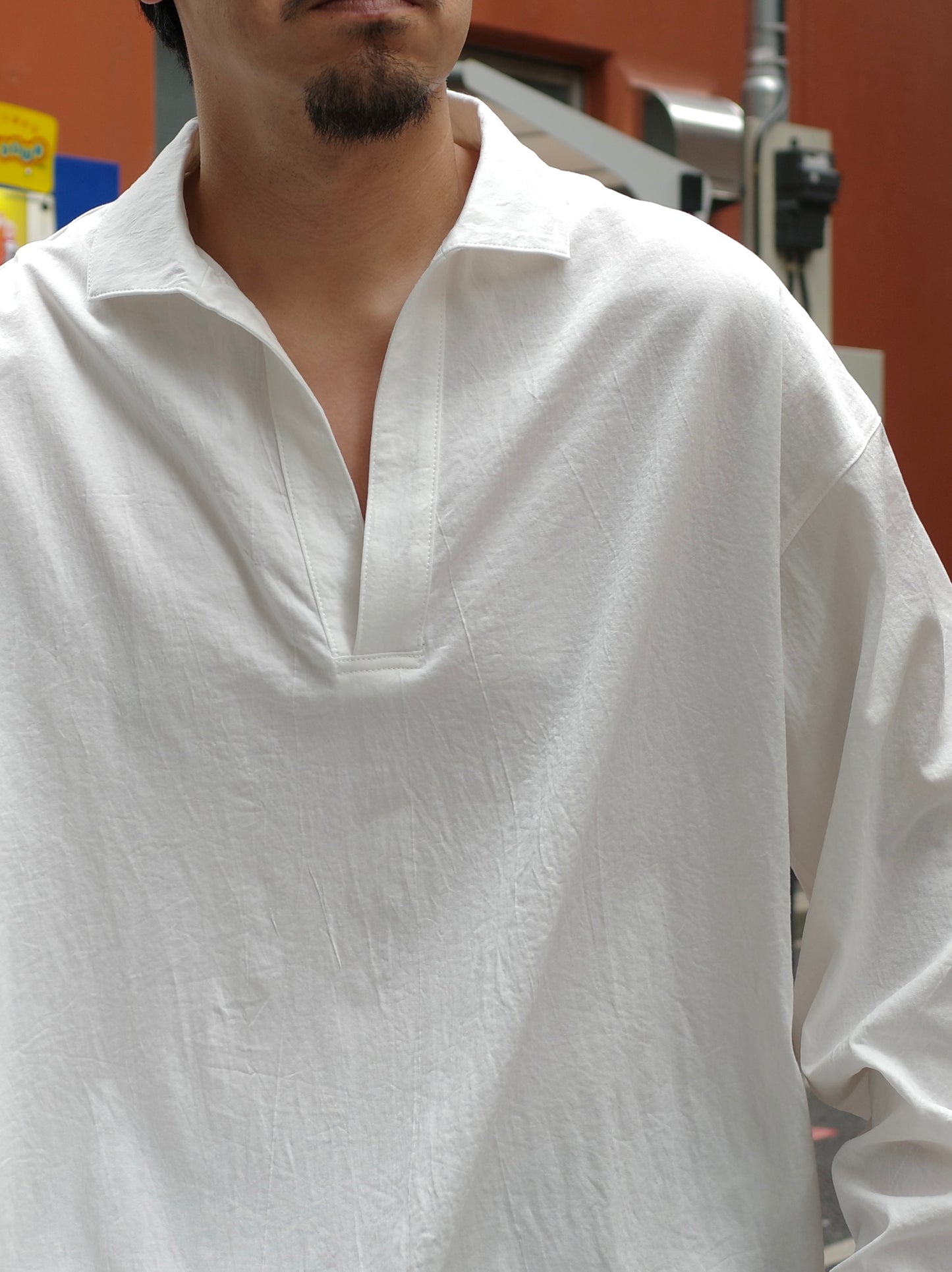塩縮ジャージースキッパーシャツL/S