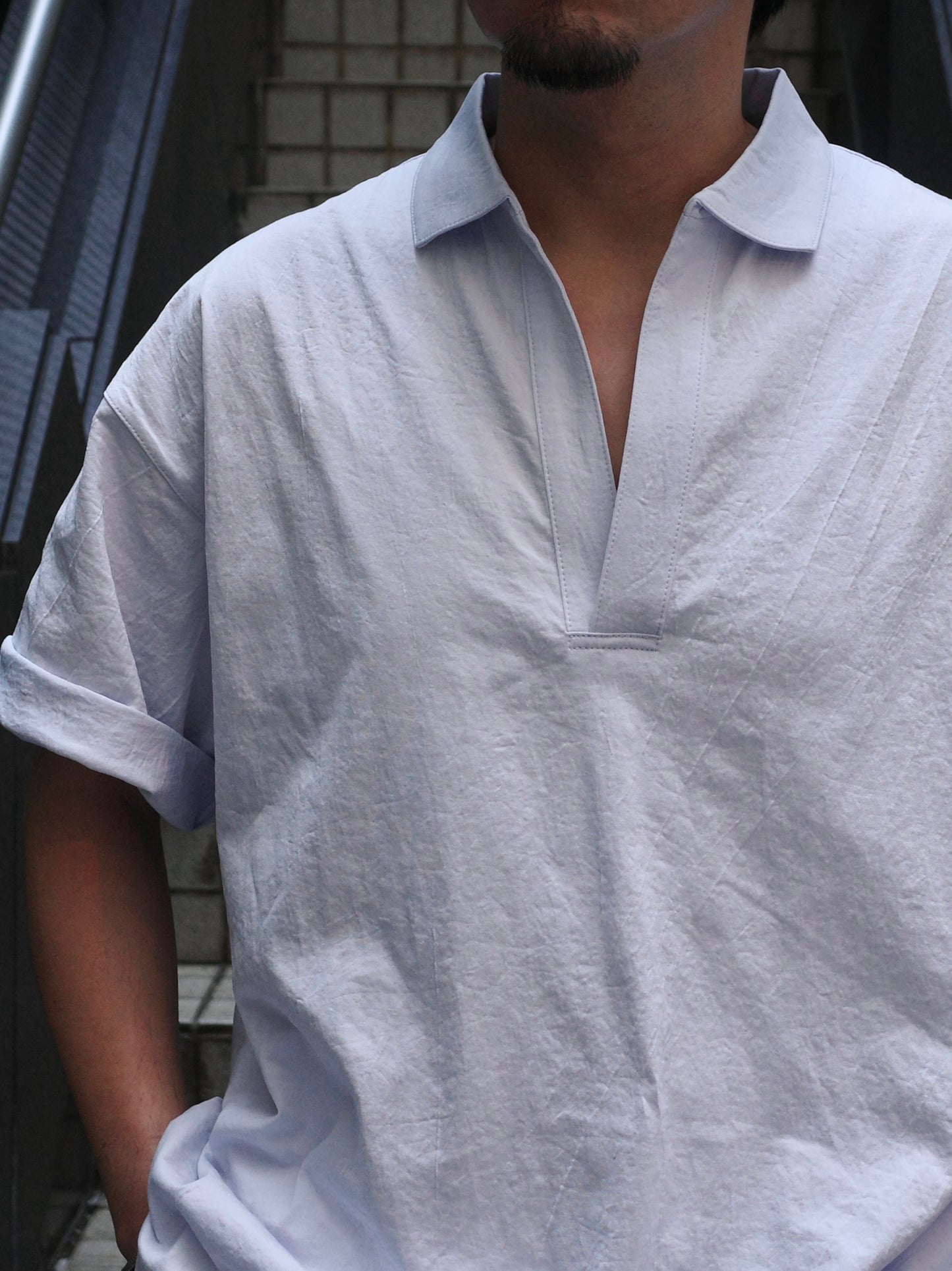 塩縮ジャージースキッパーシャツS/S