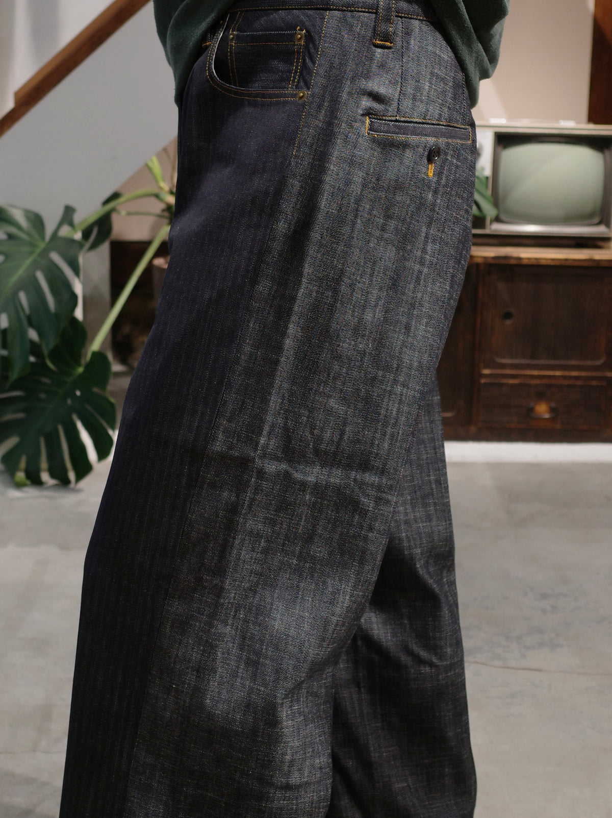 Denim Front x Tailored Back BAGGY PANTS