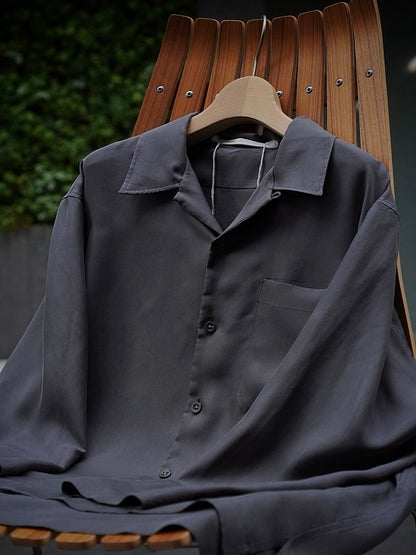 OPEN COLLAR SHIRT / WASHED SILK