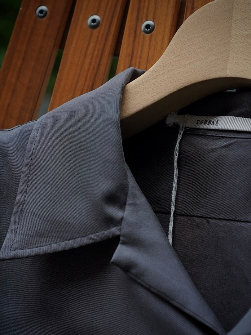 OPEN COLLAR SHIRT / WASHED SILK