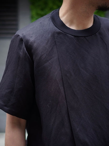RIBBED NECK NO SIDE SEAM TEE SHIRT