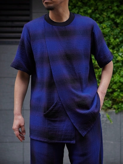 RIBBED NECK NO SIDE SEAM TEE SHIRT