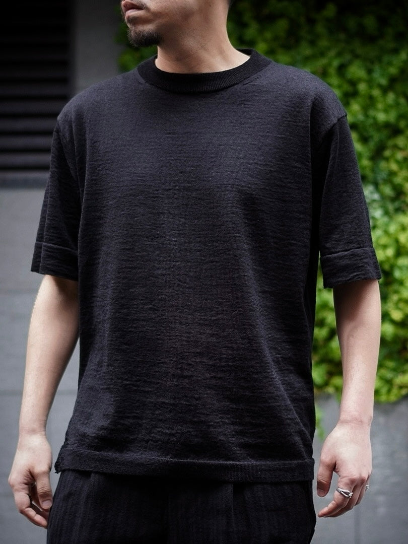 CREW NECK KNIT T-SHIRT / ROUGH LINEN WOOL