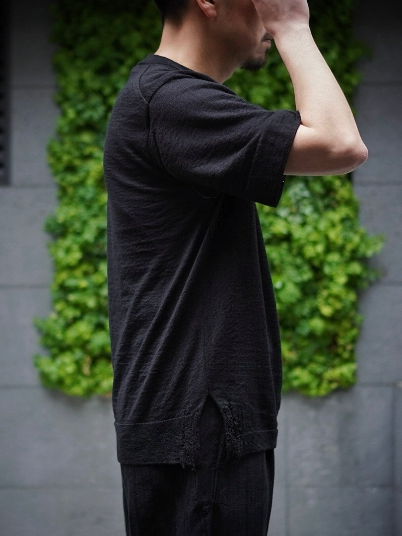 CREW NECK KNIT T-SHIRT / ROUGH LINEN WOOL