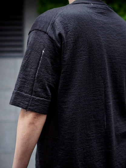 CREW NECK KNIT T-SHIRT / ROUGH LINEN WOOL