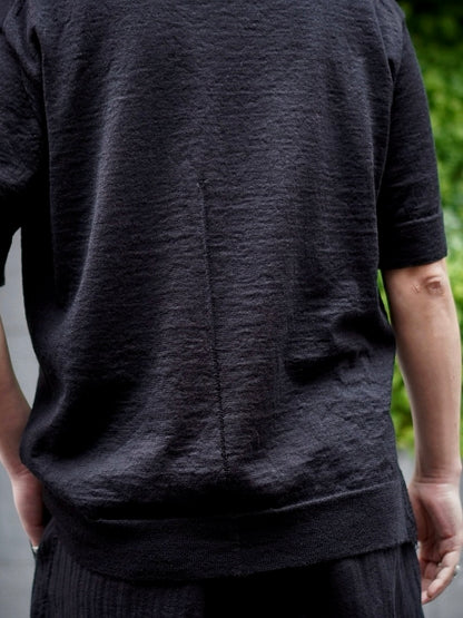 CREW NECK KNIT T-SHIRT / ROUGH LINEN WOOL
