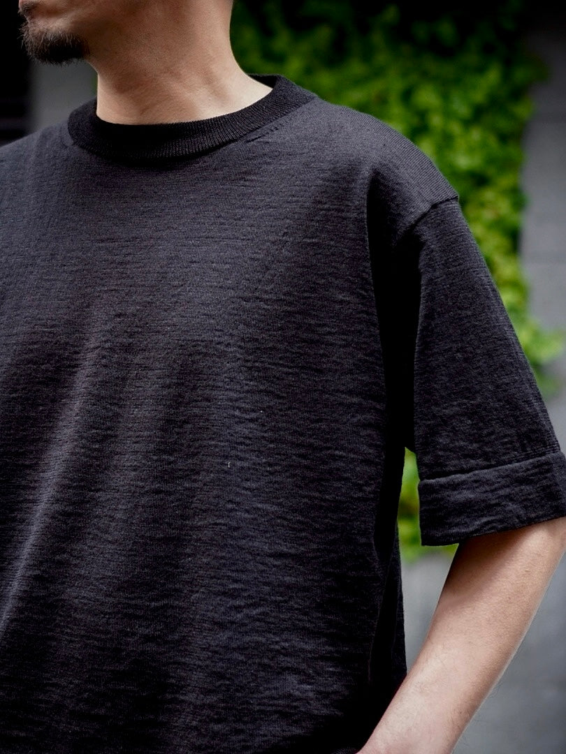 CREW NECK KNIT T-SHIRT / ROUGH LINEN WOOL