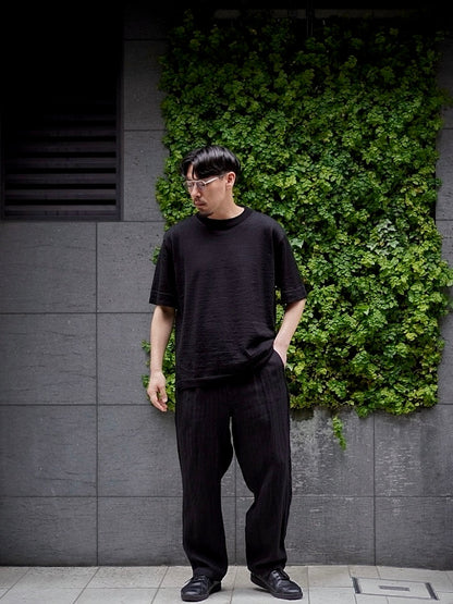 CREW NECK KNIT T-SHIRT / ROUGH LINEN WOOL