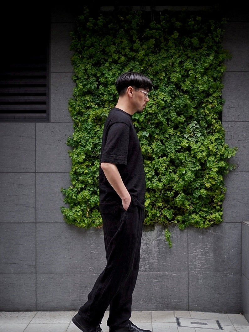 CREW NECK KNIT T-SHIRT / ROUGH LINEN WOOL