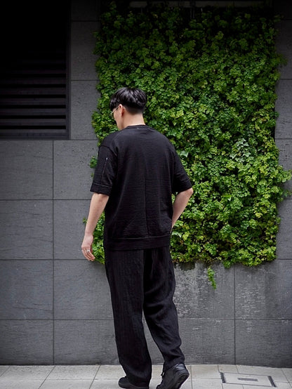 CREW NECK KNIT T-SHIRT / ROUGH LINEN WOOL