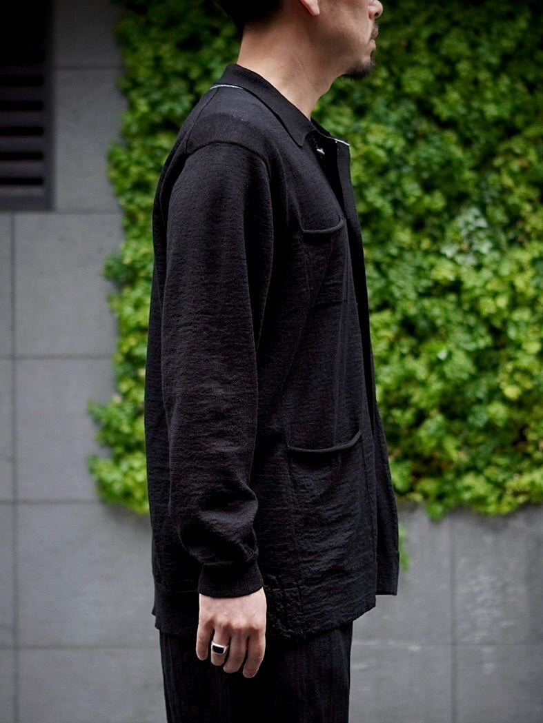 KNIT SHIRT CARDIGAN / ROUGH LINEN WOOL