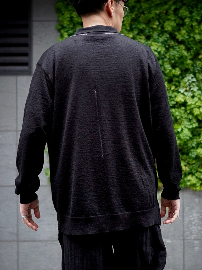 KNIT SHIRT CARDIGAN / ROUGH LINEN WOOL