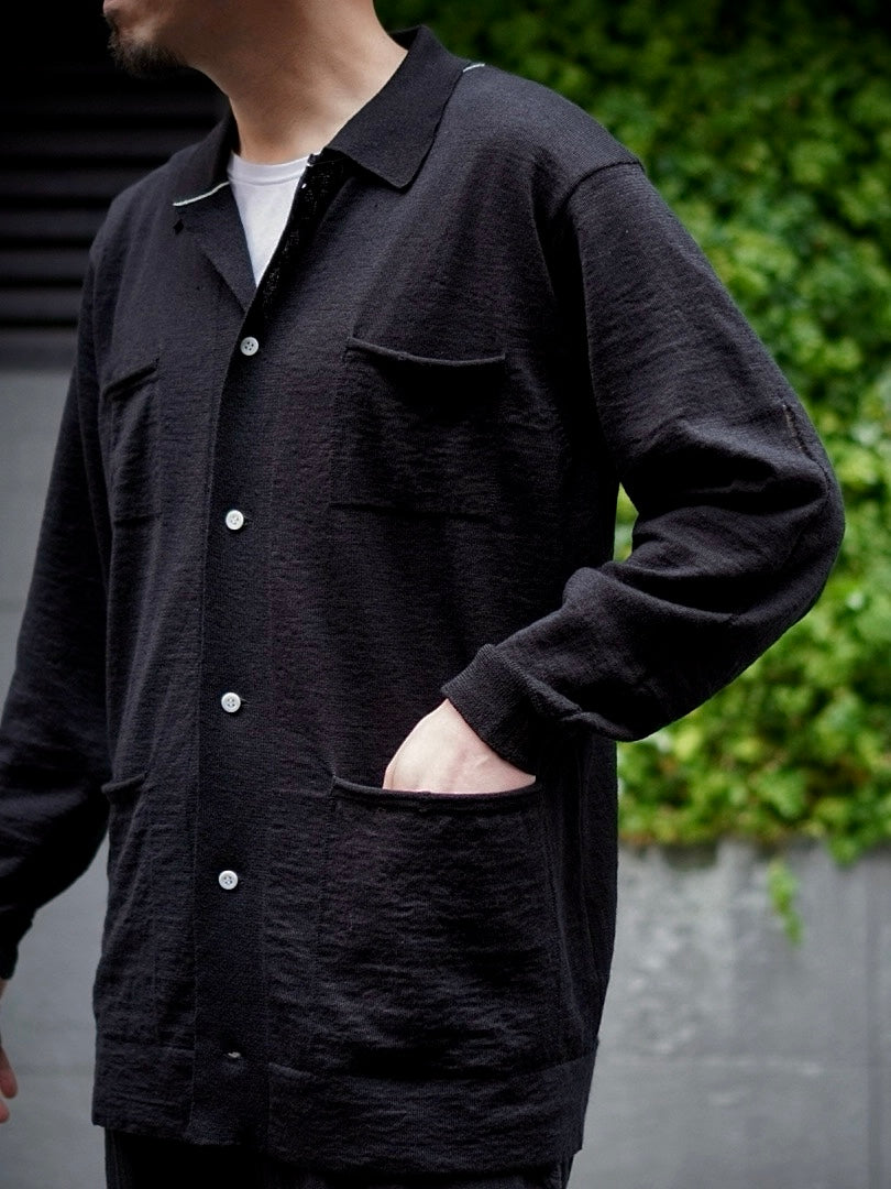 KNIT SHIRT CARDIGAN / ROUGH LINEN WOOL