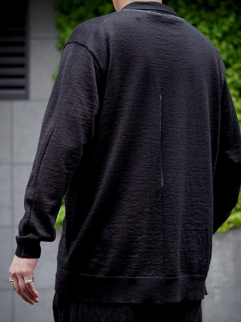 KNIT SHIRT CARDIGAN / ROUGH LINEN WOOL