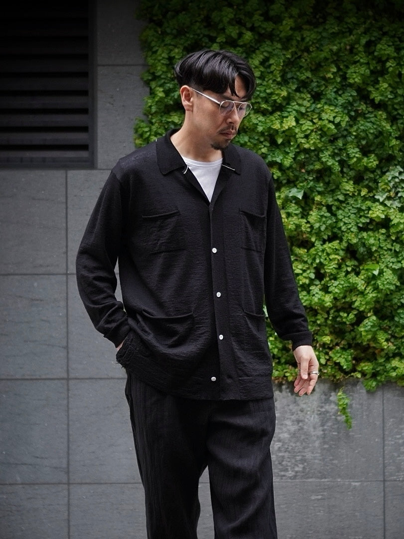 KNIT SHIRT CARDIGAN / ROUGH LINEN WOOL