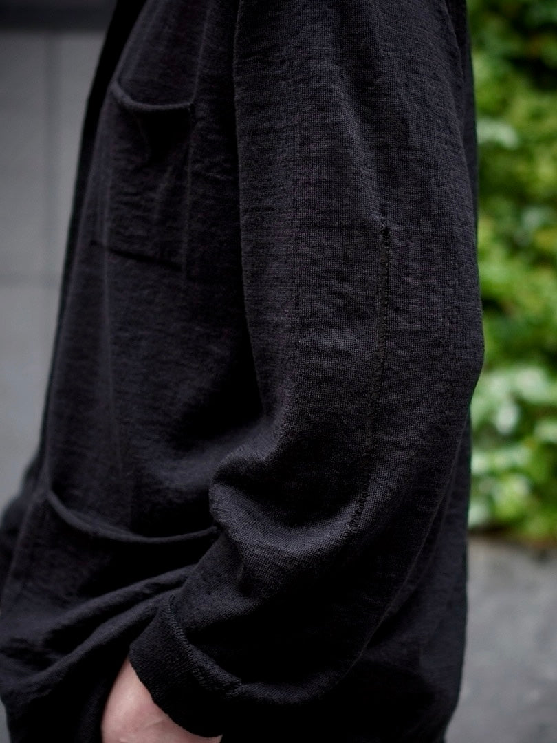 KNIT SHIRT CARDIGAN / ROUGH LINEN WOOL