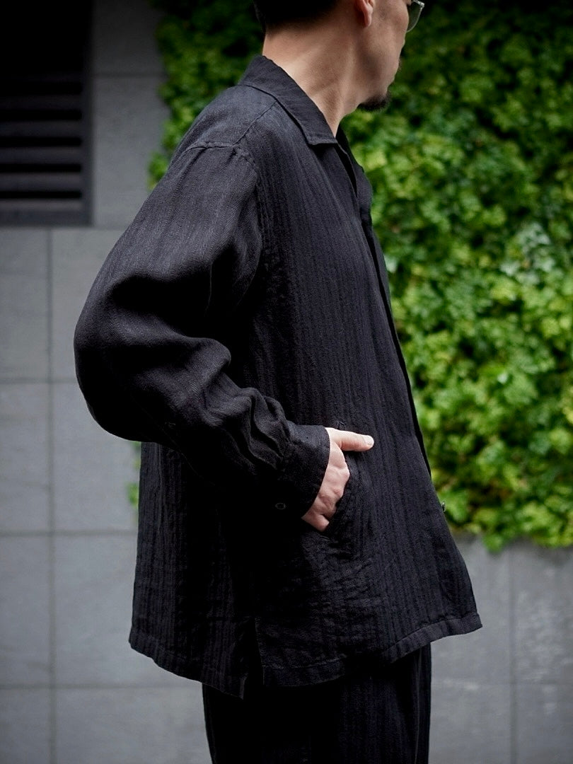 WORK SHIRT / GARMENT DYE LINEN STRIPE