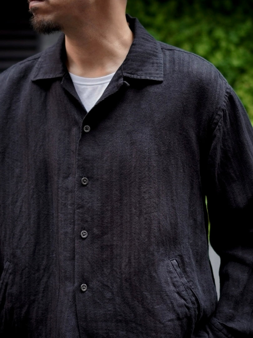 WORK SHIRT / GARMENT DYE LINEN STRIPE