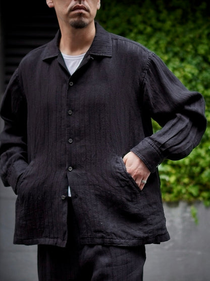 WORK SHIRT / GARMENT DYE LINEN STRIPE