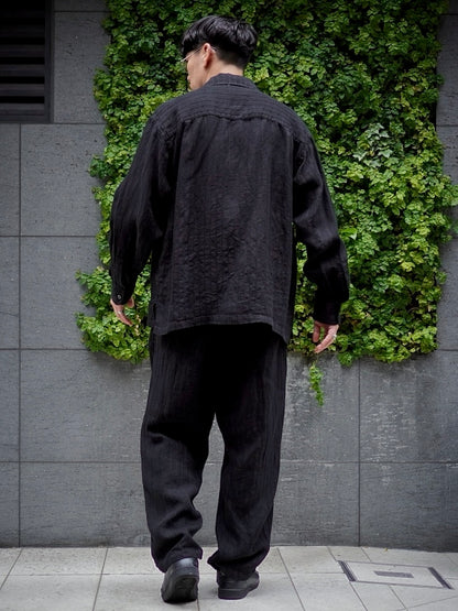 WORK SHIRT / GARMENT DYE LINEN STRIPE