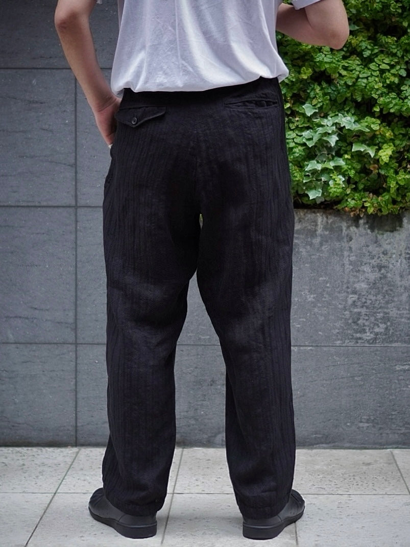 UTILITY TROUSERS / GARMENT DYE LINEN STRIPE