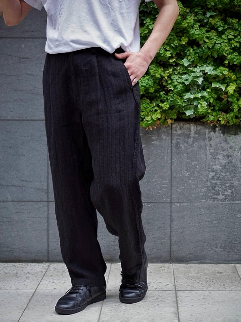 UTILITY TROUSERS / GARMENT DYE LINEN STRIPE