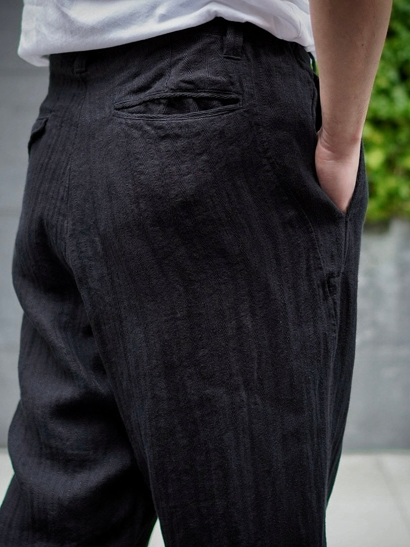 UTILITY TROUSERS / GARMENT DYE LINEN STRIPE